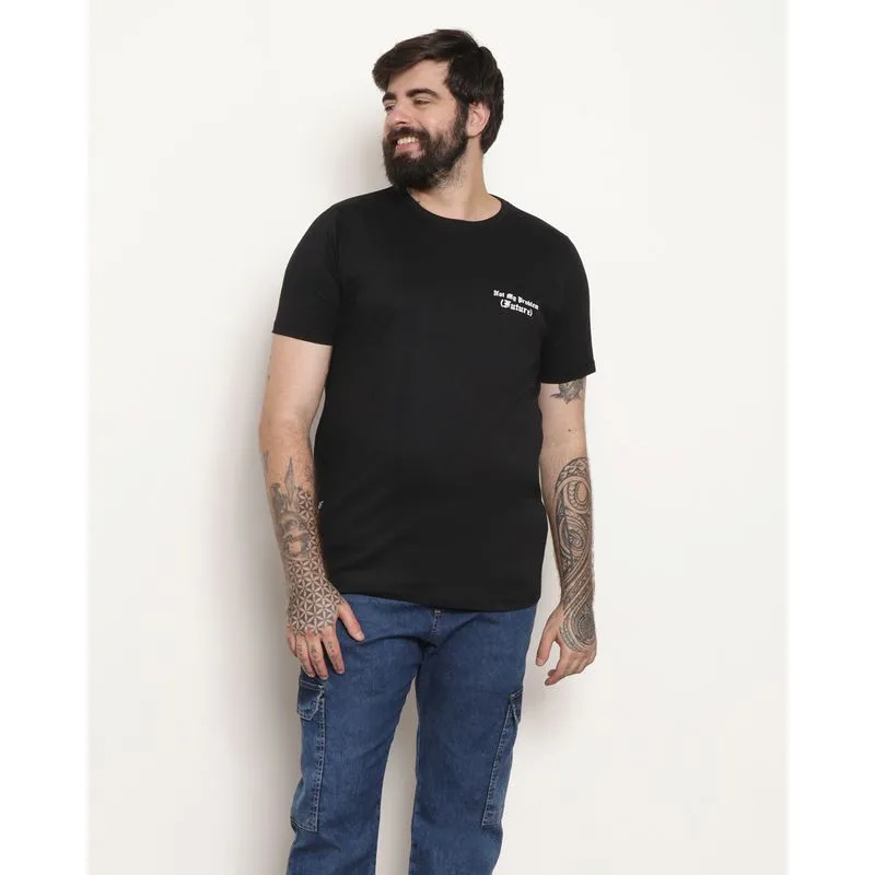 Camiseta Plus Size Masculina Manga Curta Estampa Preta G3