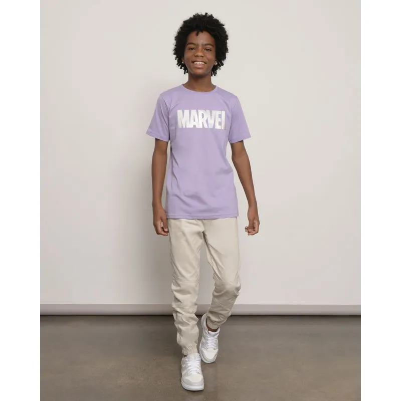 Calça Juvenil Sarja Jogger Com Recorte Bege 12