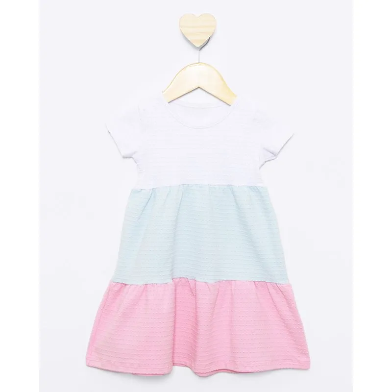 Vestido Bebê Manga Curta Três Marias Texturizado Branco 2