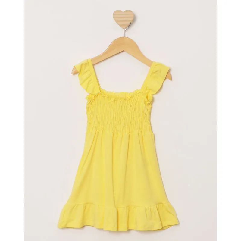 Vestido Bebê Alcinha Lastex Com Babados Amarelo 2