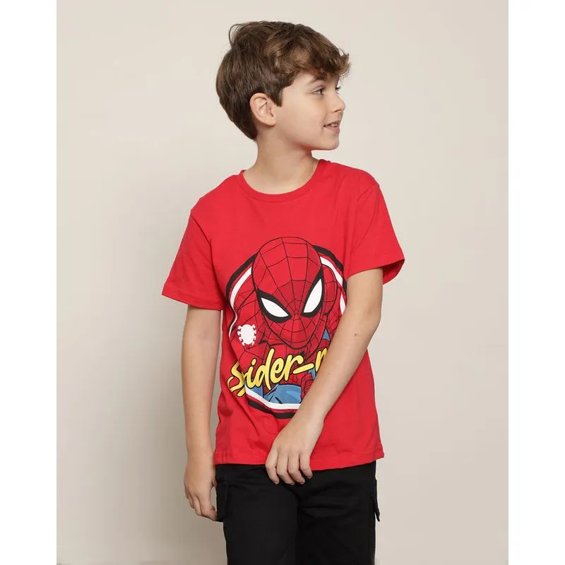 Camiseta Infantil Menino Marvel Homem Aranha Manga Curta Gola Careca Vermelha 10