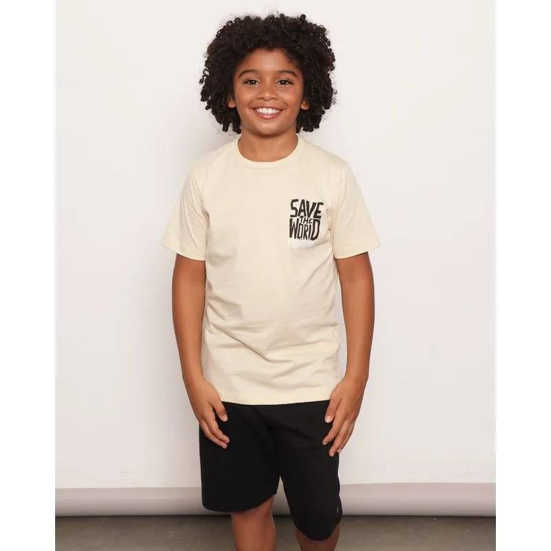 Conjunto Infantil Curto Estampa Frontal Escrita Bege 6