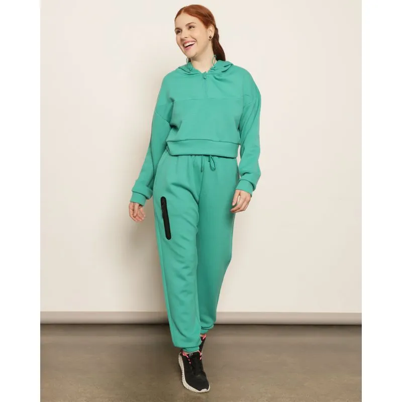 Calça Moletom Feminina Jogger Fitter Fitness Com Bolsos Verde P