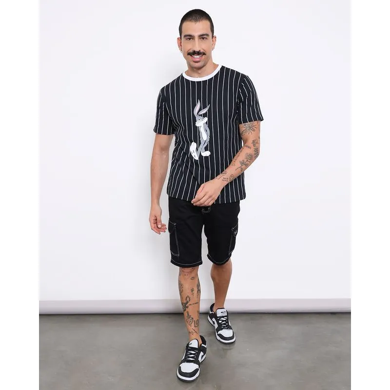 Bermuda Masculina Sarja Reta Bolso Cargo Preta 36