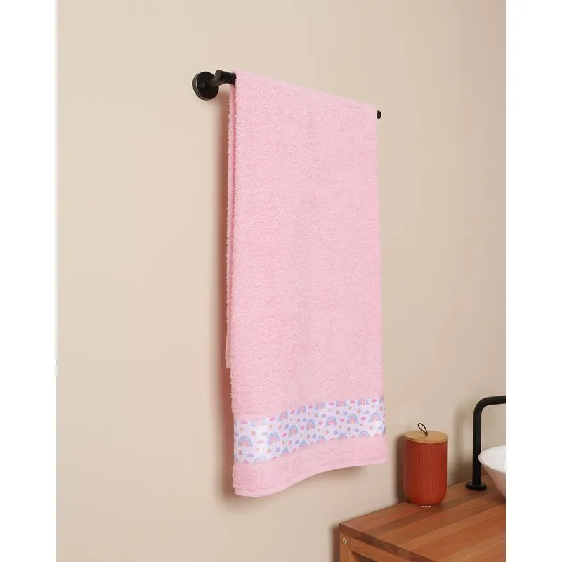 Toalha de Banho Infantil Valletex 68cm x 130cm Estampa Arco-Íris Rosa UN