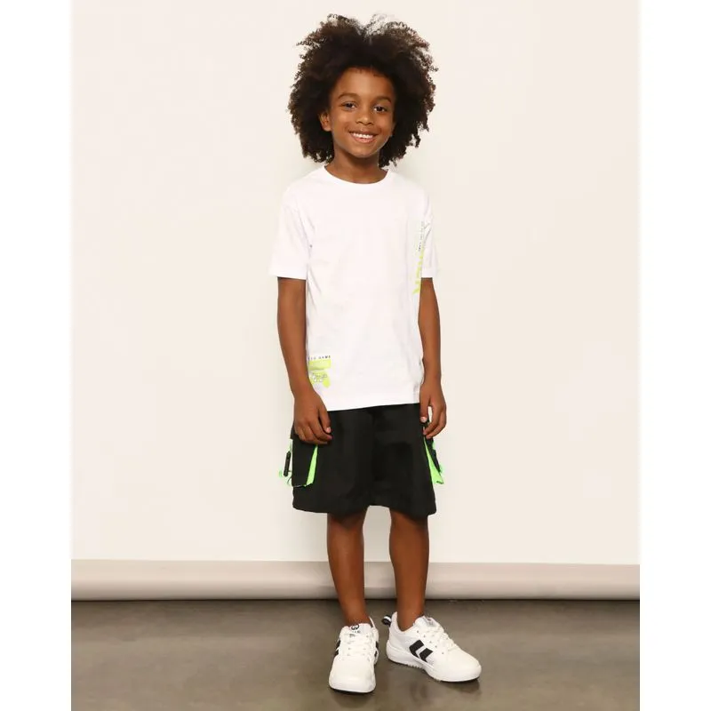 Bermuda Infantil Menino Bolso Cargo Reta Preta 8