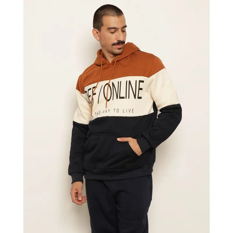 Blusão Moletom Masculino Peluciado Bolso Frontal Com Capuz Marrom P