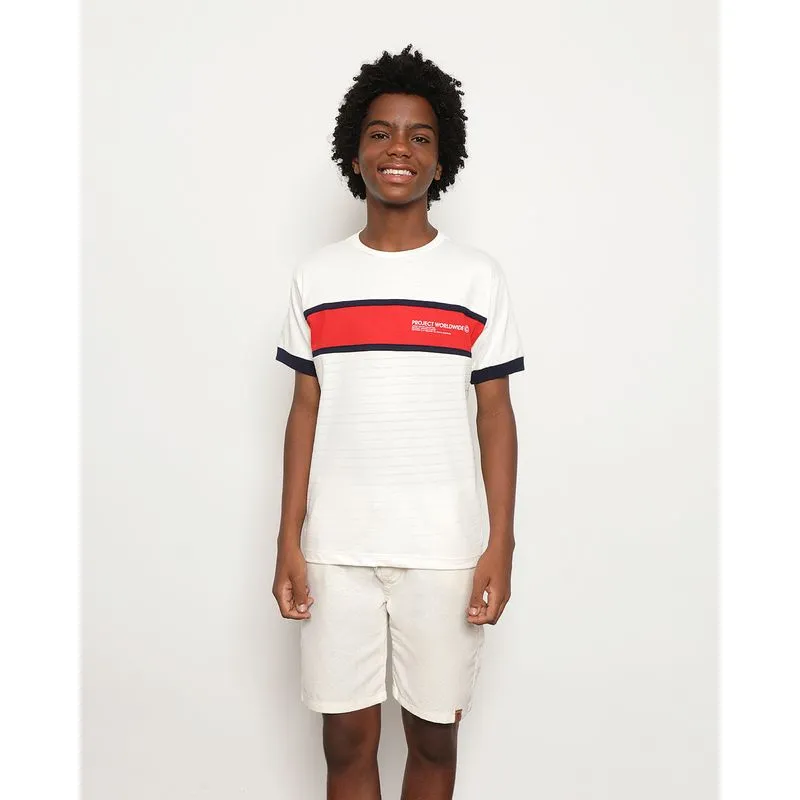 Camiseta Juvenil Menino texturizada Manga Curta Off White 14