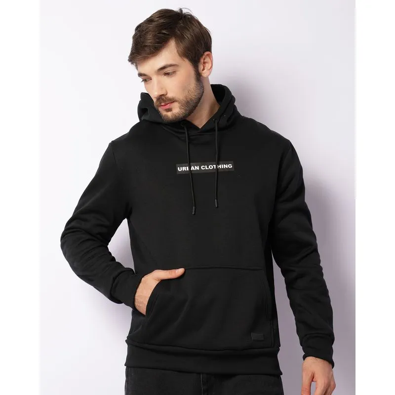 Blusão Moletom Masculino Peluciado Bolso Canguru Estampa Com Capuz Preto G