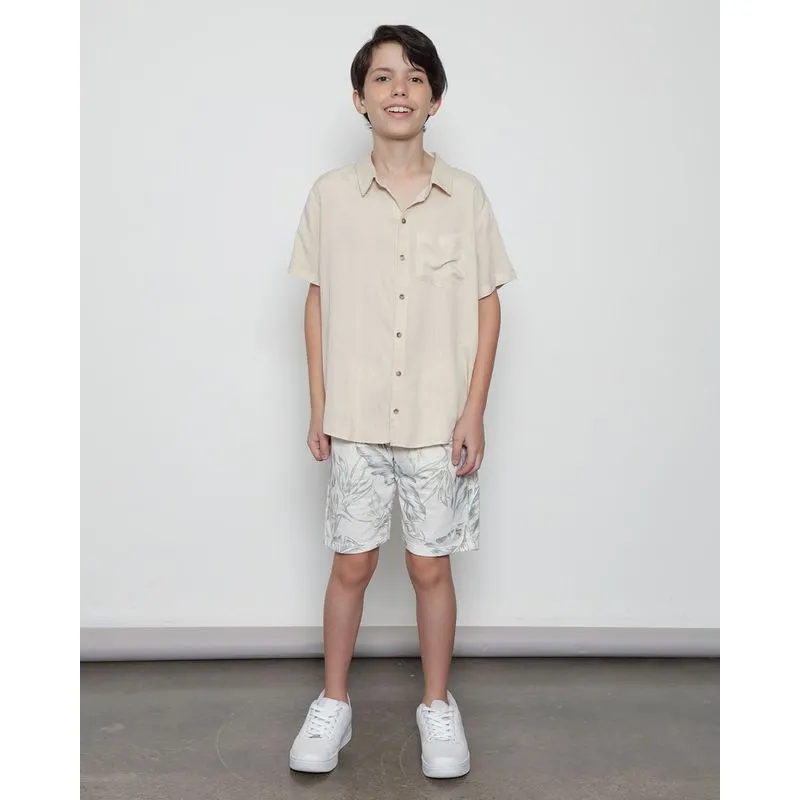 Bermuda Juvenil Reta Com Bolsos Estampada Off White 12