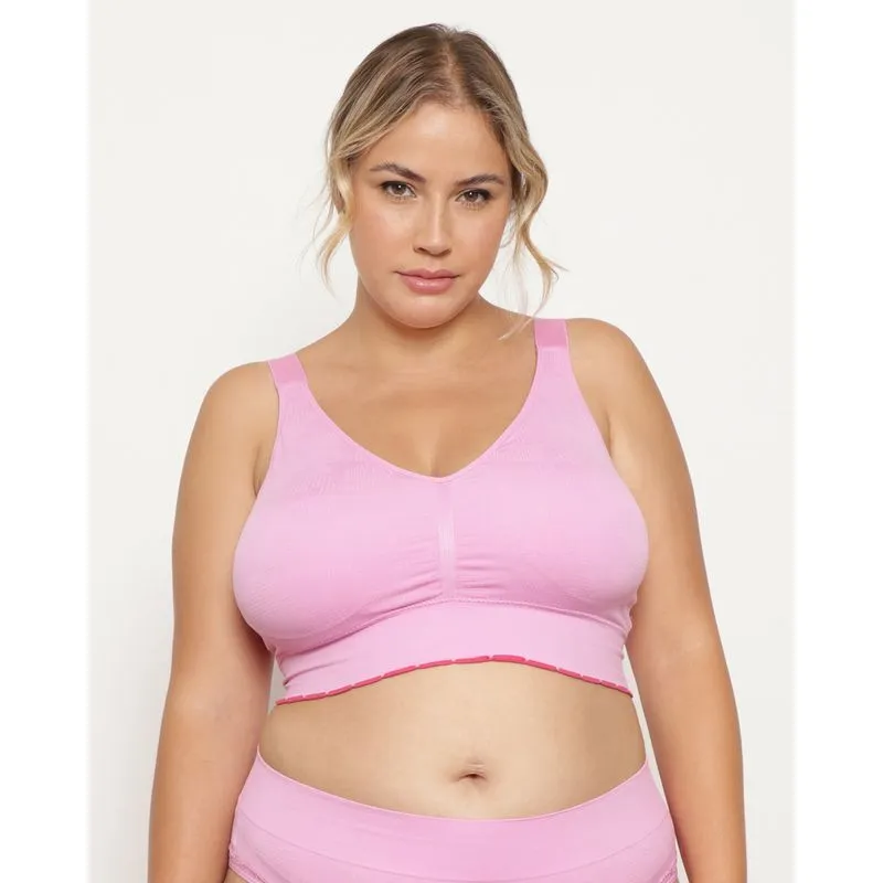 Sutiã Top Plus Size Feminino Zee Rucci Com Bojo Detalhe Franzido Rosa G3