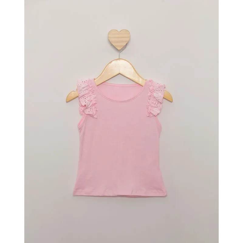 Regata Bebê Com Recorte Babado Laise Rosa 2