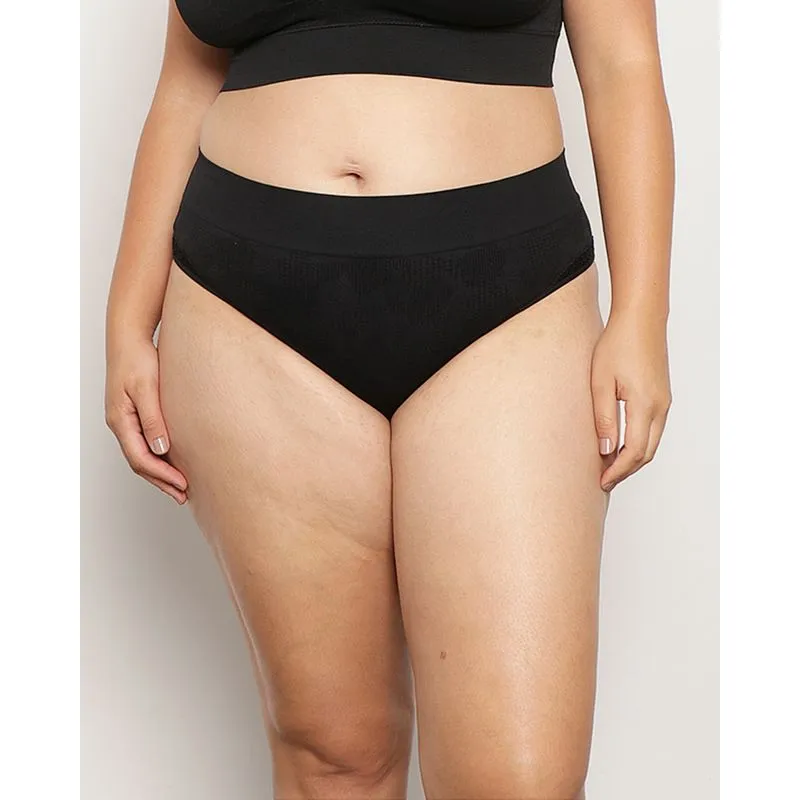 Calcinha Plus Size Feminino Sem Costura Textura Preto G1