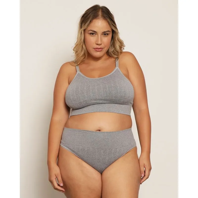 Sutiã Plus Size Feminino Top Zee Rucci Com Bojo Texturizado Cinza G3