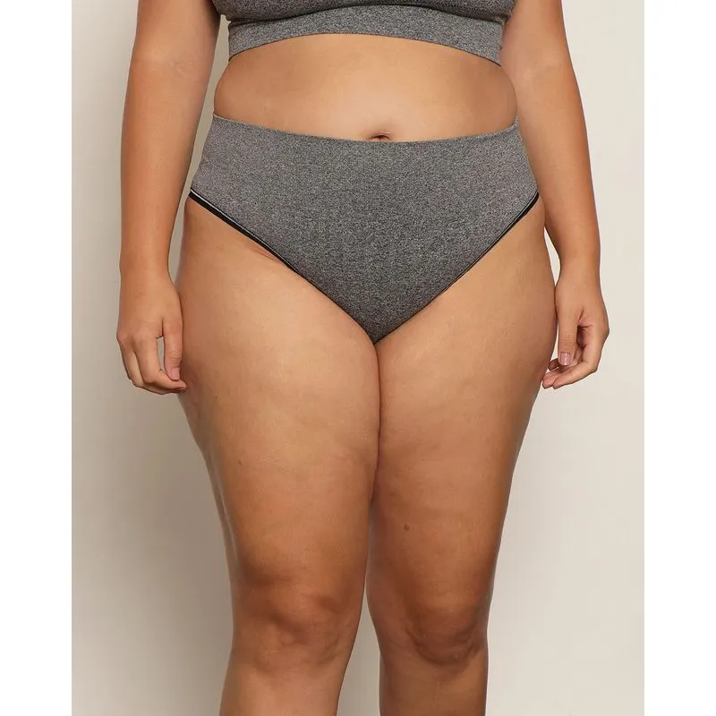 Calcinha Plus Size Feminina Biquíni Zee Rucci Sem Costura Cinza Escuro G1