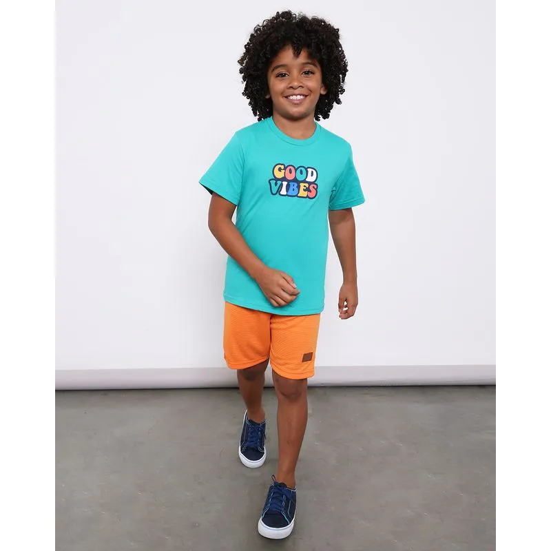 Bermuda Infantil Reta Texturizada Laranja 4