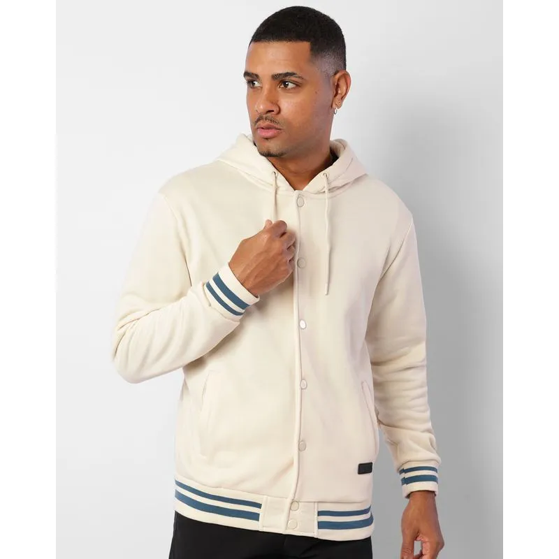 Jaqueta Moletom Masculina Peluciada College Com Capuz Off White G