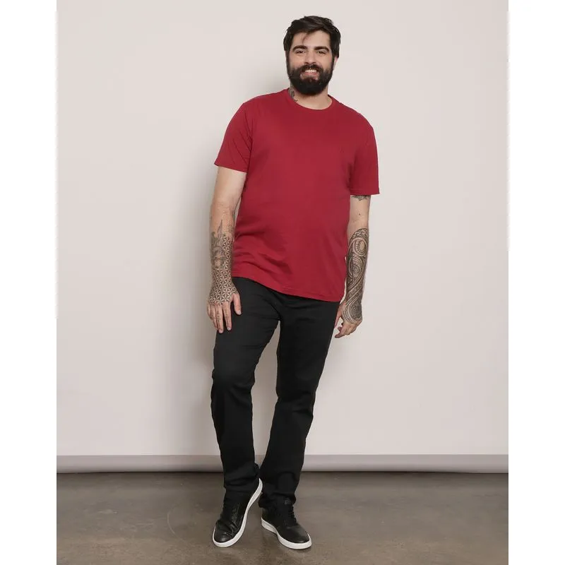 Calça Plus Size Masculina Sarja Slim Preta 56