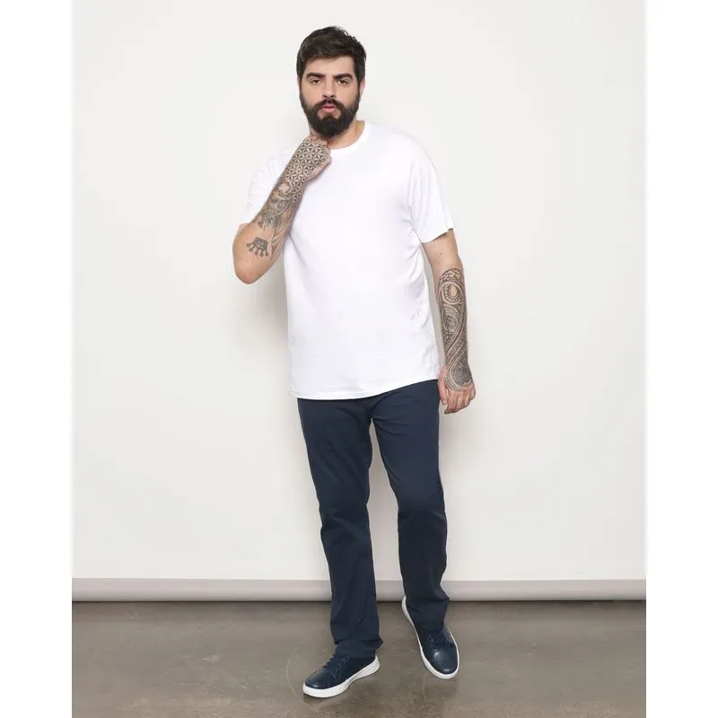 Calça Plus Size Masculina Sarja Slim Marinho 48