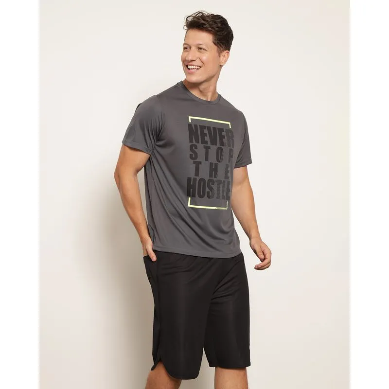 Camiseta Fittnes Masculina com Estampa Frente Cinza M