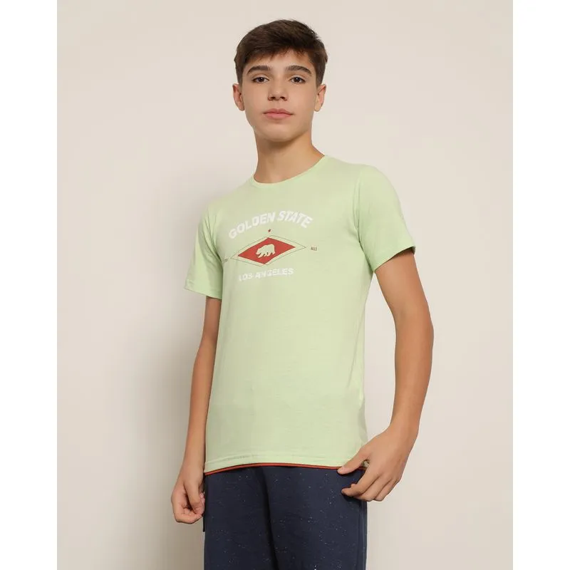 Camiseta Juvenil Estampa Frontal Manga Curta Verde 10