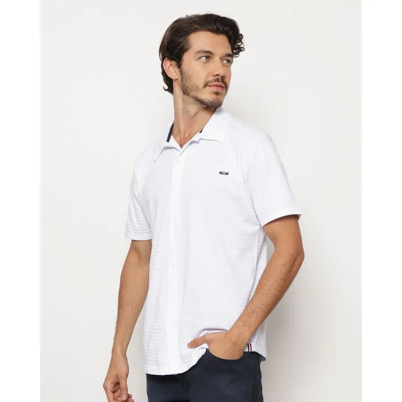 Camisa Masculina Manga Curta Texturizada Branca M