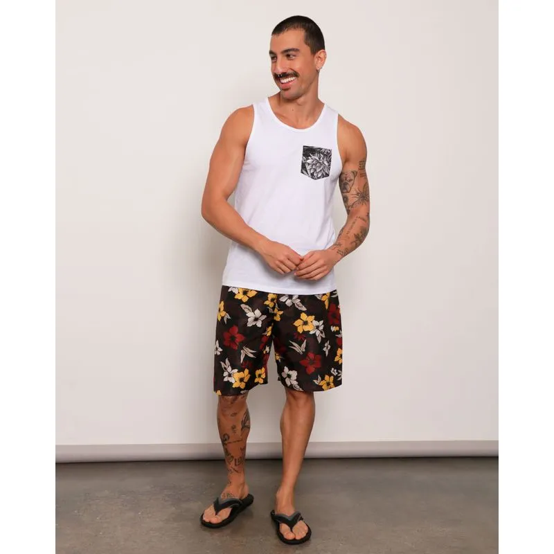 Bermuda Masculina Surf Floral Marrom GG