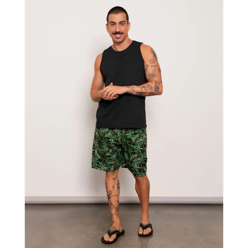 Bermuda Masculina Surf Floral Preto GG
