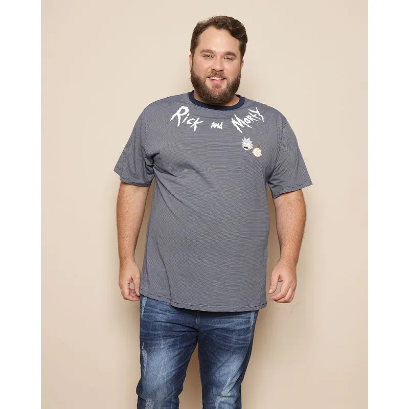 Camiseta Plus Size Masculina Warner Rick And Morty Listrada Marinho G1