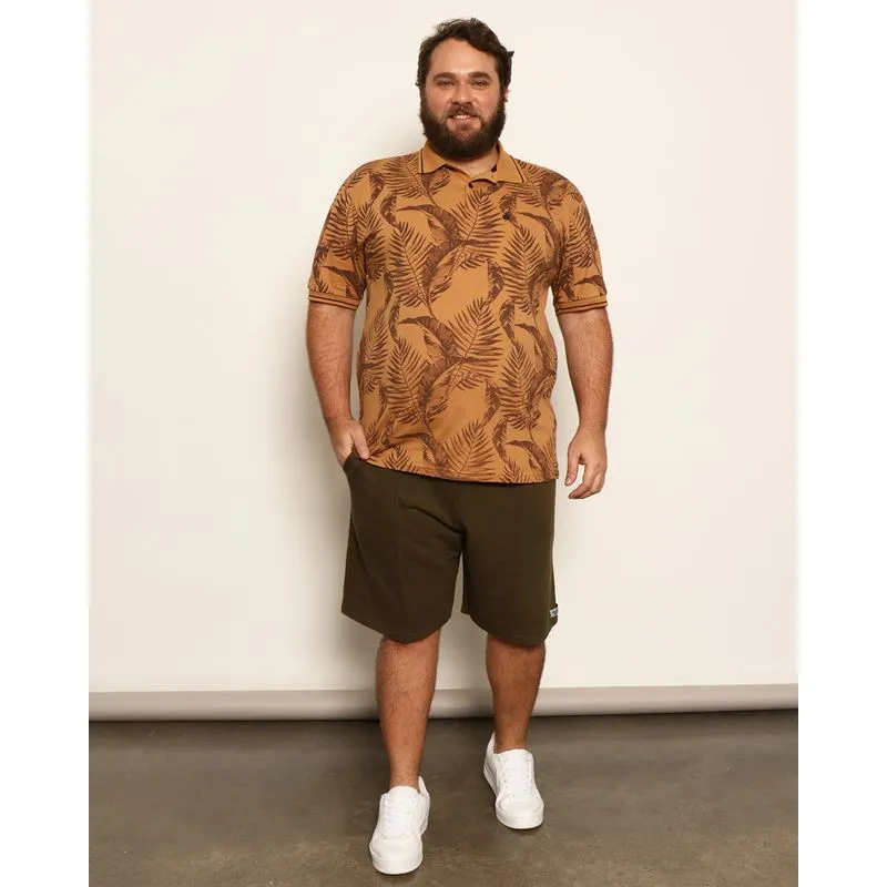 Bermuda Plus Size Masculina Moletinho Reta Com Recortes Verde G2