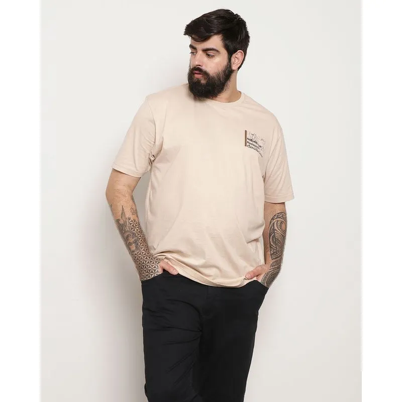 Camiseta Plus Size Masculina Com Estampa Bege G1