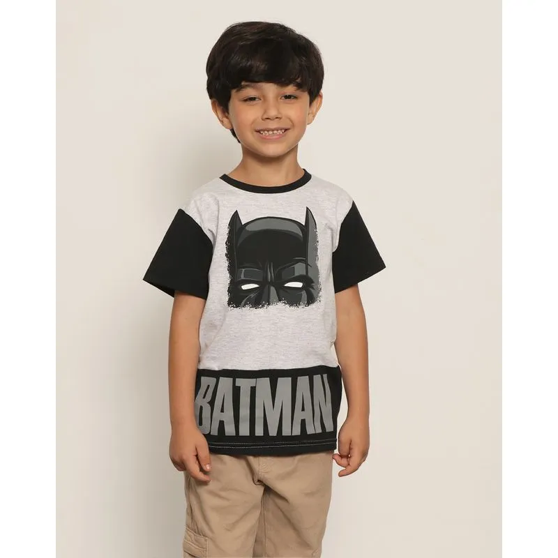 Camiseta Infantil Manga Curta DC Comics Batman Cinza 10