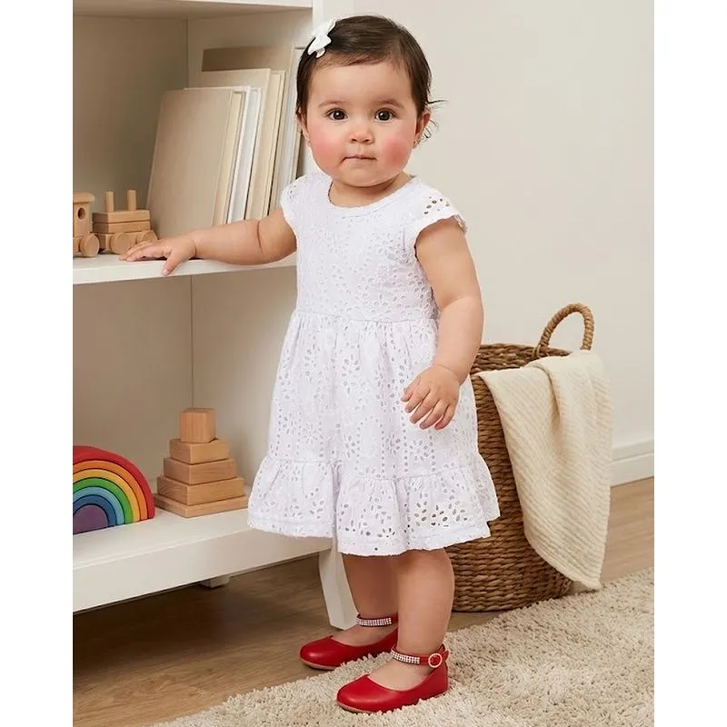 Vestido Bebê Regata Laise Com Babados Branco G