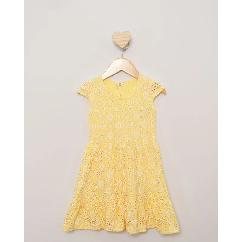 Vestido Bebê Menina Regata Babado Laise Amarelo 1