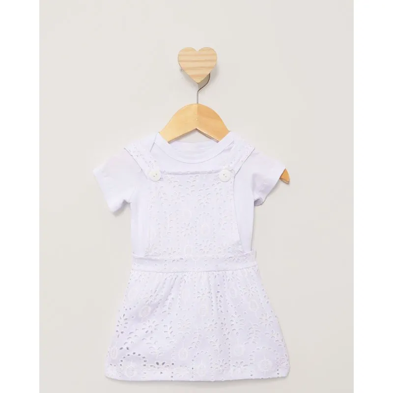 Conjunto Bebê Salopete Curto Laise Branco M