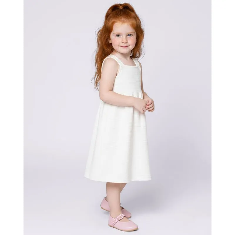 Vestido Bebê Texturizado Alças Medias Off White 2