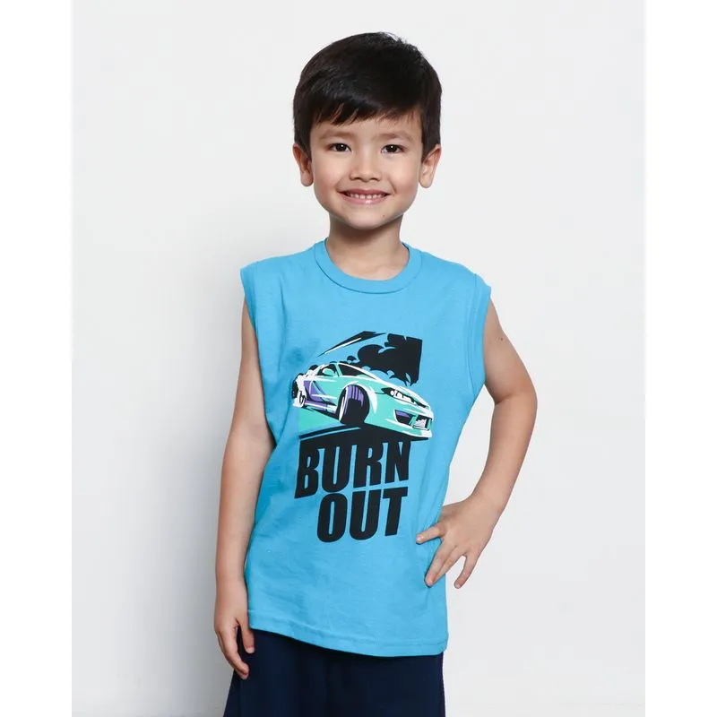 Regata Infantil Com Estampa Frontal Azul 4