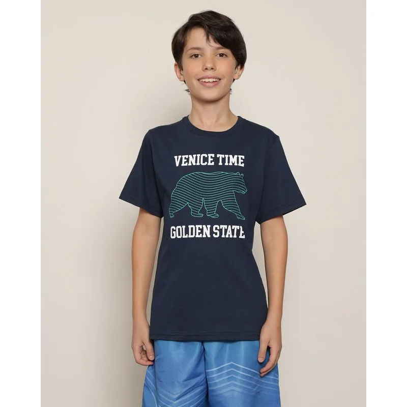 Camiseta Juvenil Algodão com Estampa Marinho 12