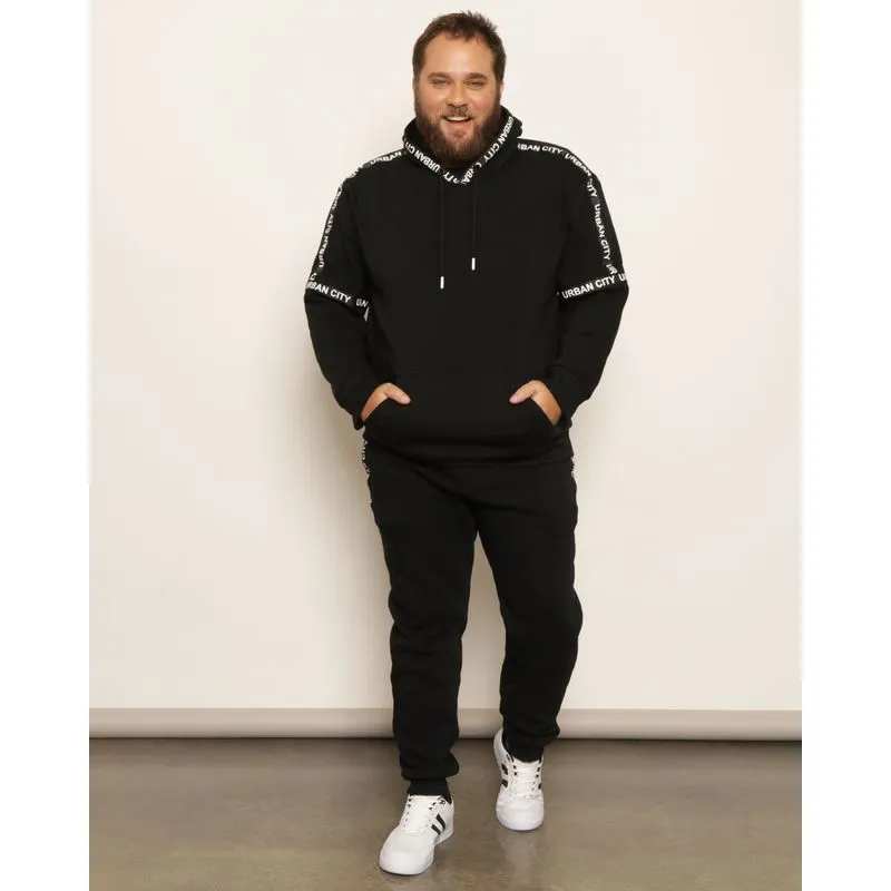 Calça Moletom Plus Size Masculina Peluciada Jogger Preta G3