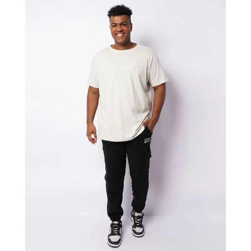 Calça Moletom Plus Size Masculina Jogger Peluciada Bolso Cargo Com Estampa Preta G3