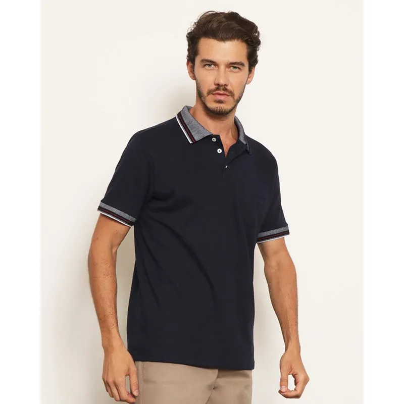 Camisa Polo Masculina Bolso Único frontal Marinho G