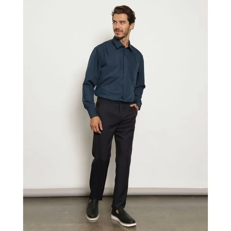 Calça Masculina Social Reta Com Bolsos Marinho 40