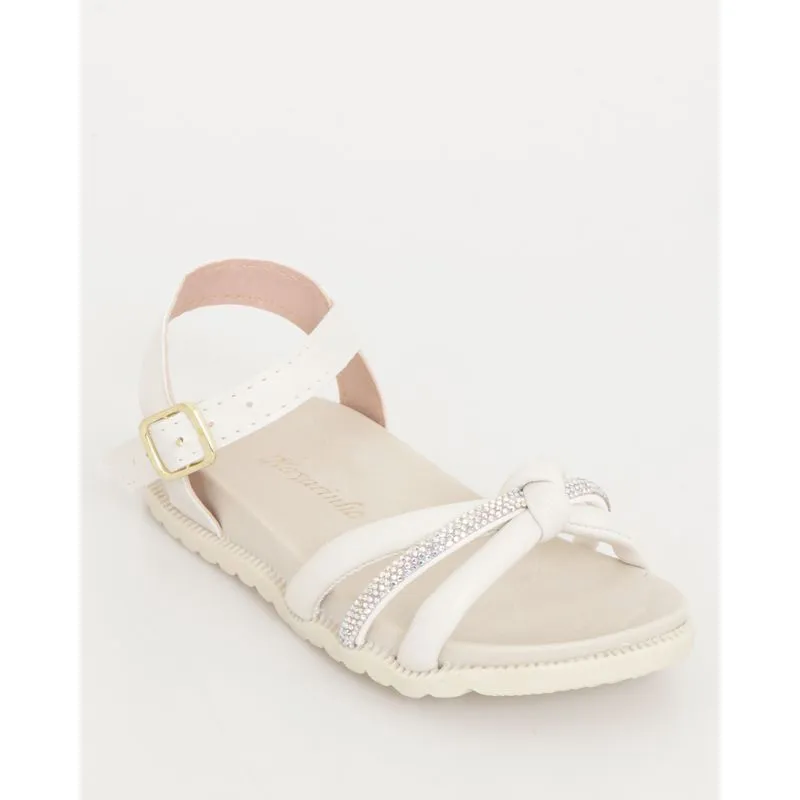 Sandália Bebê Com Tira De Strass Off White 26