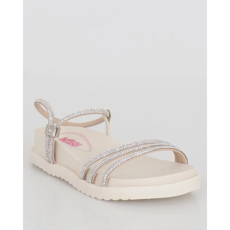 Sandália Infantil Flatform com Strass Off White 34