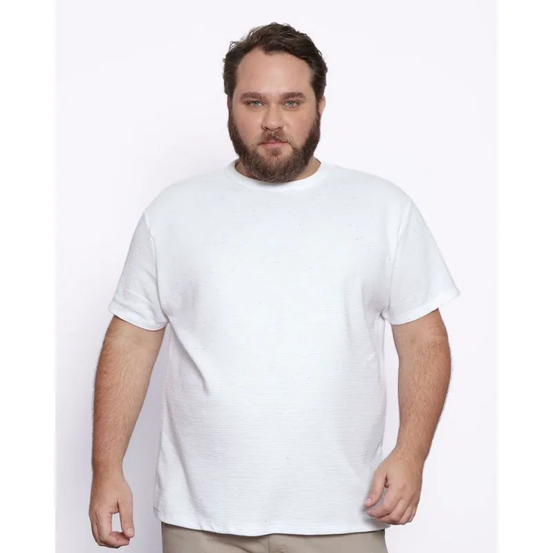 Camiseta Pluz Size Masculina Básica Texturizada Manga Curta Branca G2