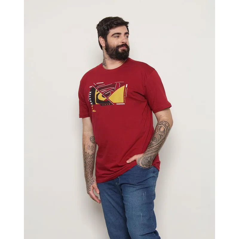 Camiseta Plus Size Masculina Gangster Estampa Vermelha G3