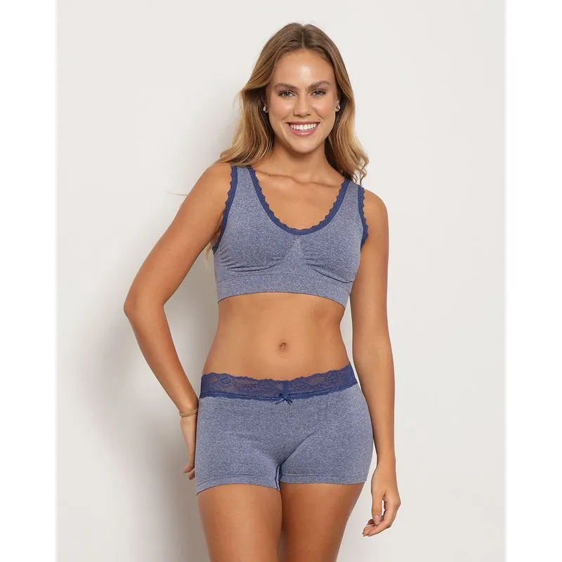Sutiã Top Feminino Com Bojo Removível Zee Rucci Azul GG