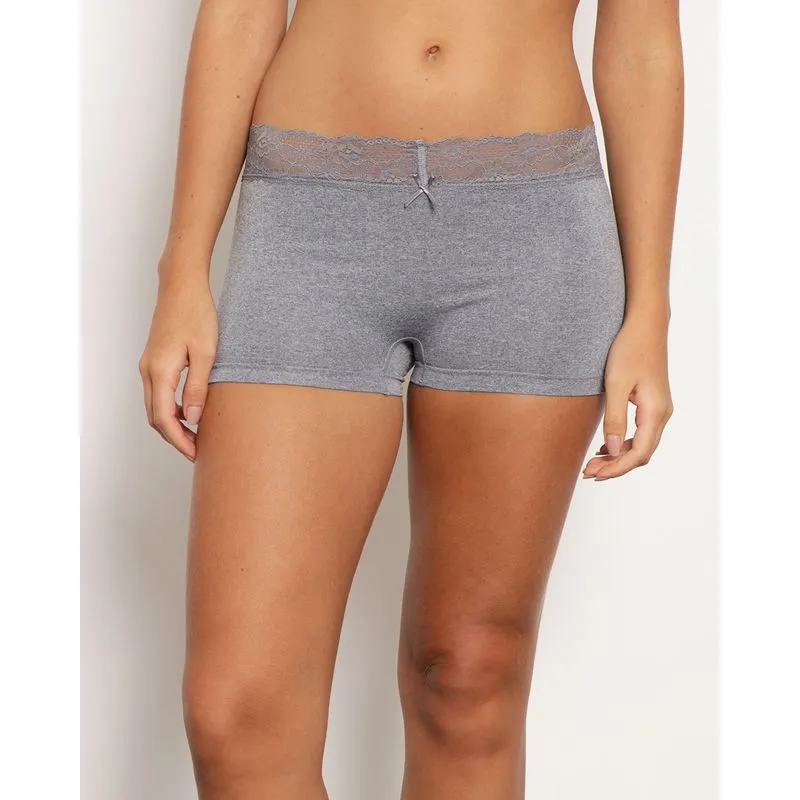 Calcinha Feminina Boxer Com Renda Zee Rucci Cinza G