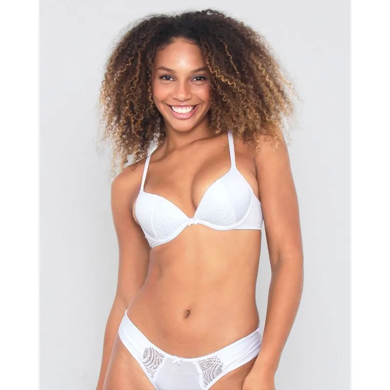 Sutiã Feminino Triangulo Com Bojo Detalhe em Renda Branco 46