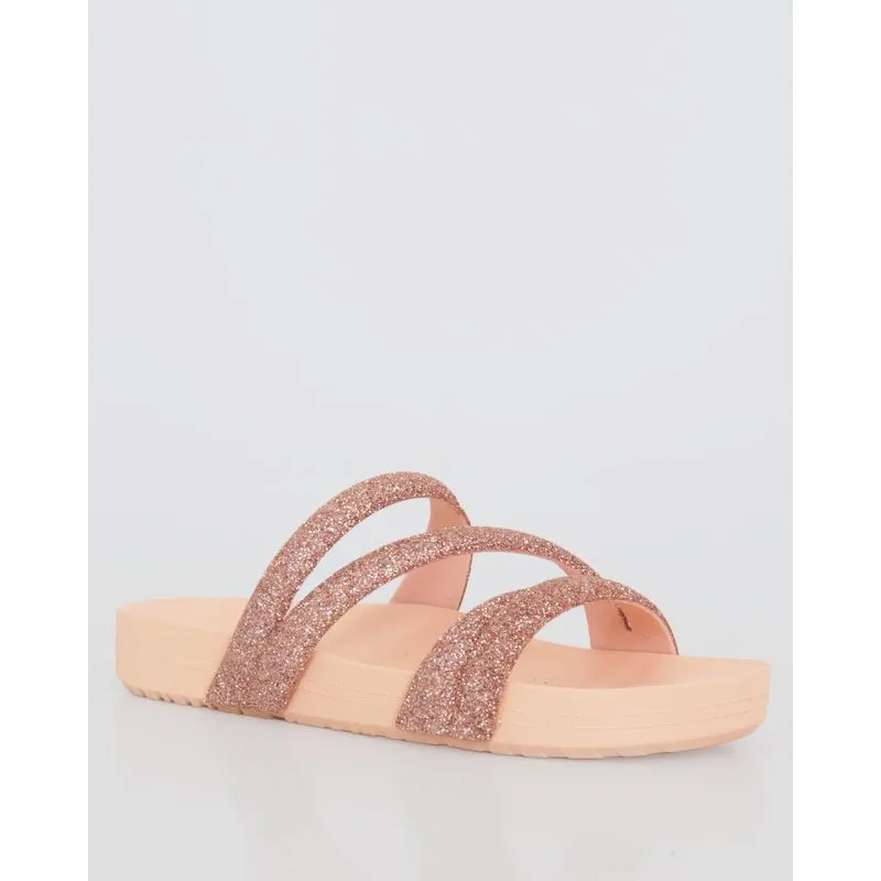 Sandália Feminina Zaxy Rasteira Birken Tiras Com Glitter Rosa 35